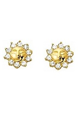 terrific teensy yellow gold sun infant stud earrings